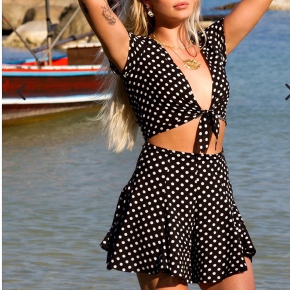 Vanessa Mooney Tops - Vanessa Mooney Black and White Polka Dot Top